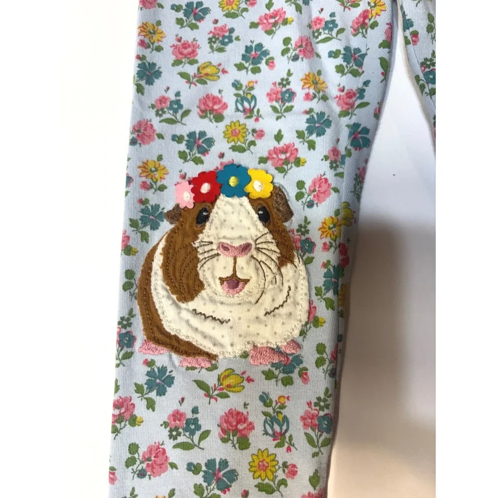 Biden Girls Size 4-5 Guinea Pig Leggings Pants Floral Flowers Back to School